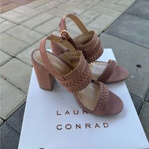 LC Lauren Conrad Womens Streusel Slingback Sandals Pink Braided